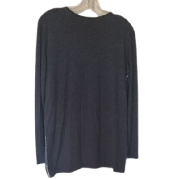 Tricotto Women's S V-neck grey/white/black sequin embellished knit sweater - Picture 4 of 8